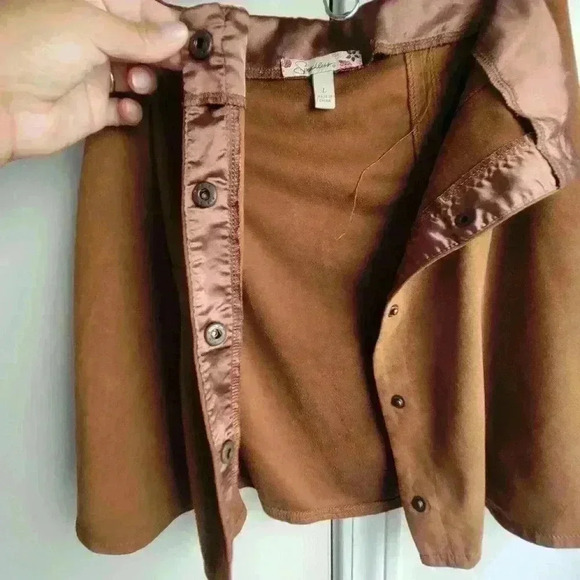 Speechless Brown Duede Button Down Women's Skirt Size Large - Picture 4 of 7